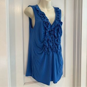Grace Elements Blue Rausch Ruffle Sleeveless Blouse